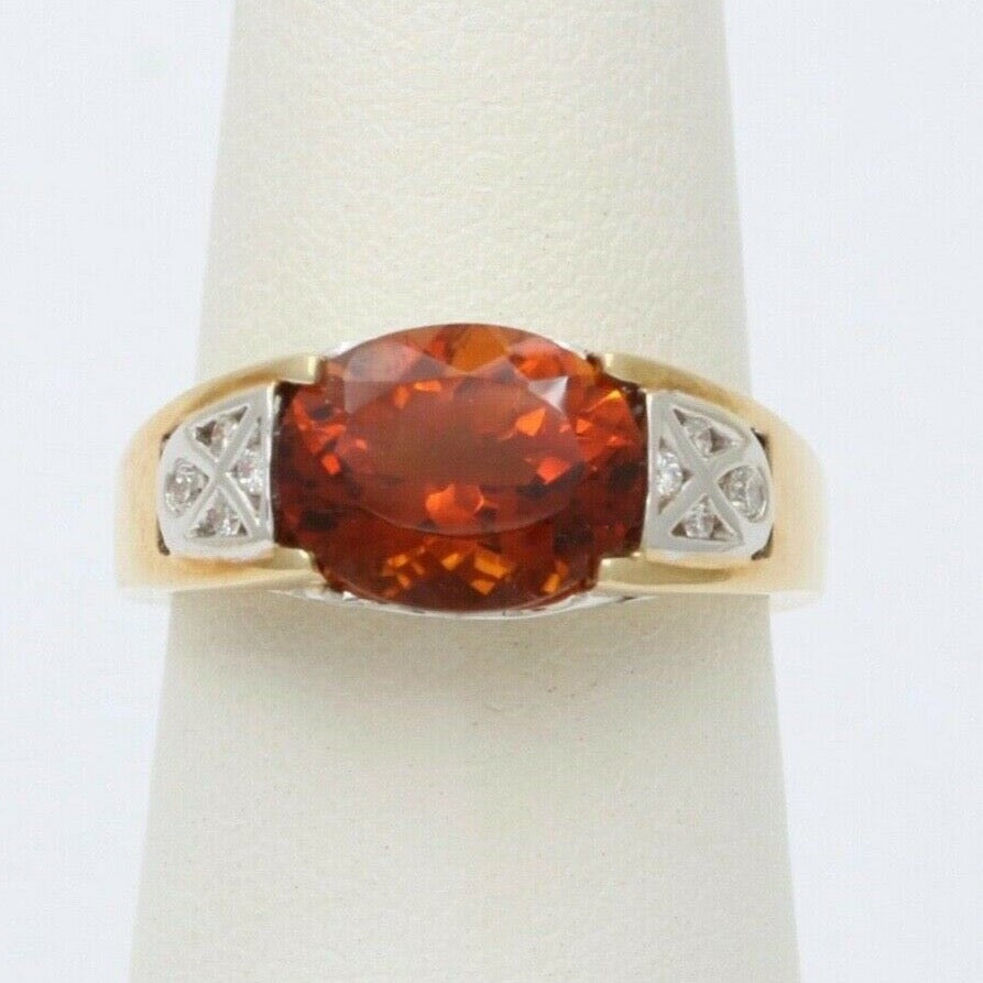 Classic 14K Yellow Gold Madeira Citrine Diamond Ring Engagement Ring