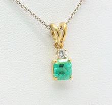 Load image into Gallery viewer, Vintage 18K Yellow Gold Emerald Diamond Pendant
