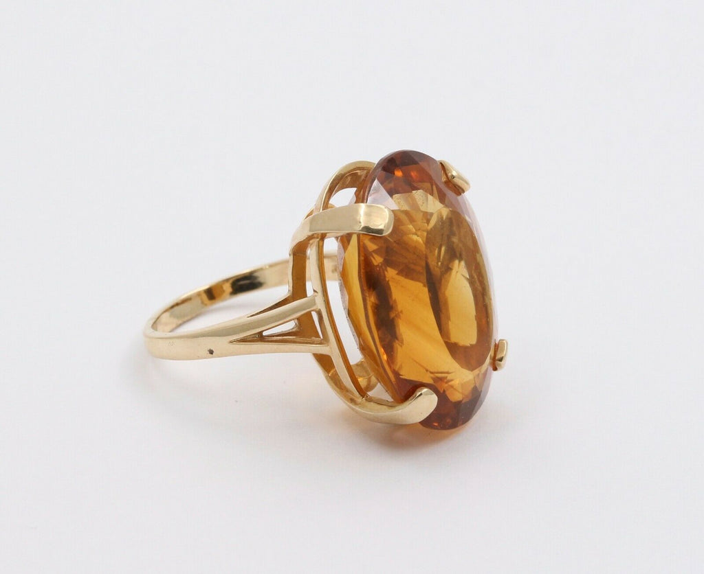 Large Vintage 14K Yellow Gold Citrine Statement Ring