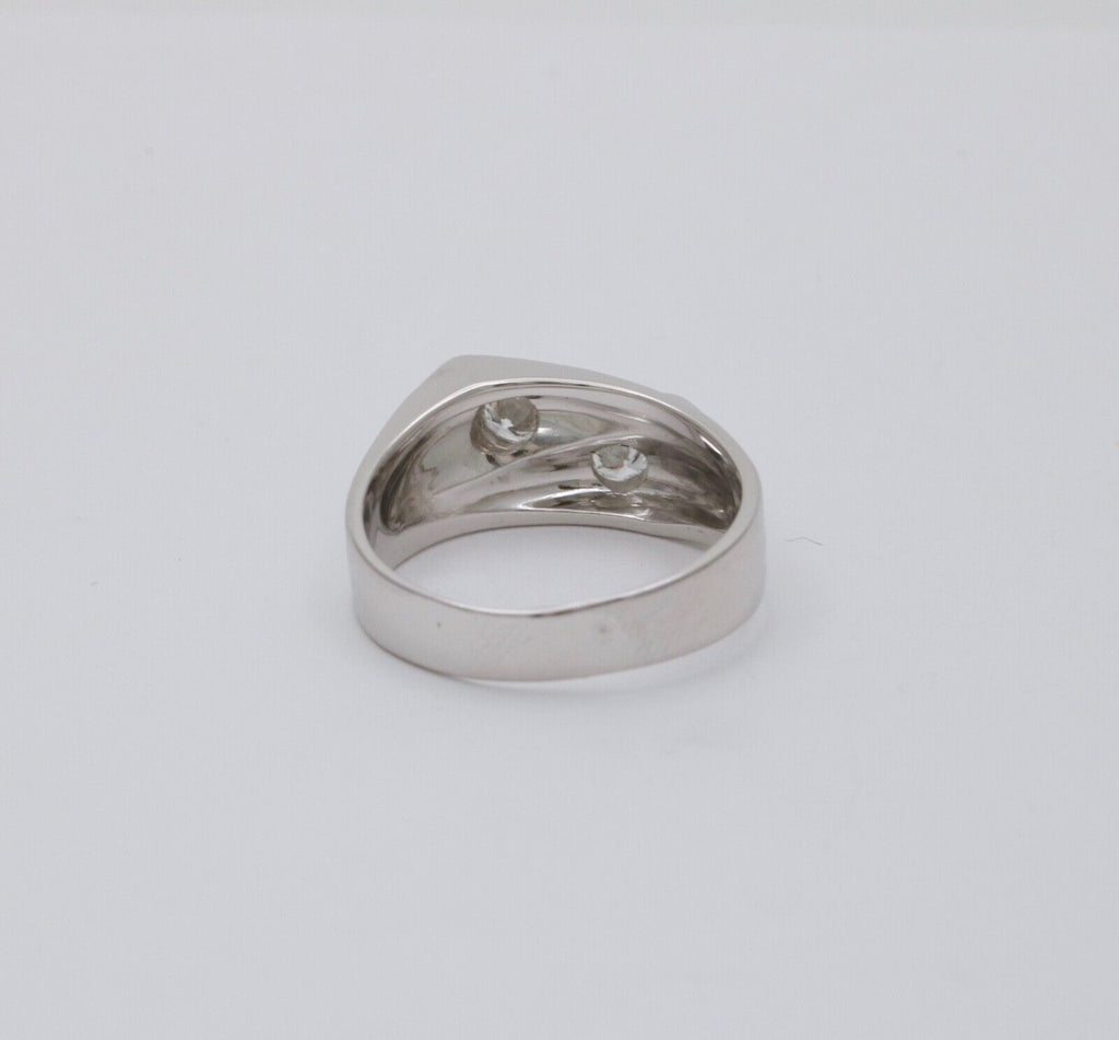 Vintage 14K White Gold Diamond Bypass Ring, Band.