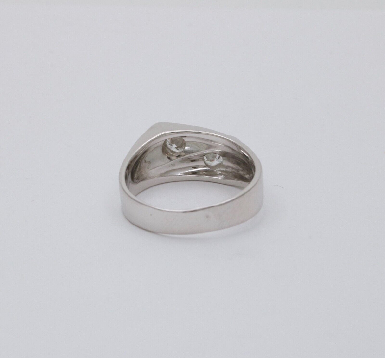 Vintage 14K White Gold Diamond Bypass Ring, Band.
