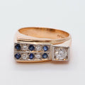 English Diamonds Sapphires 18K Yellow Gold Unisex Ring