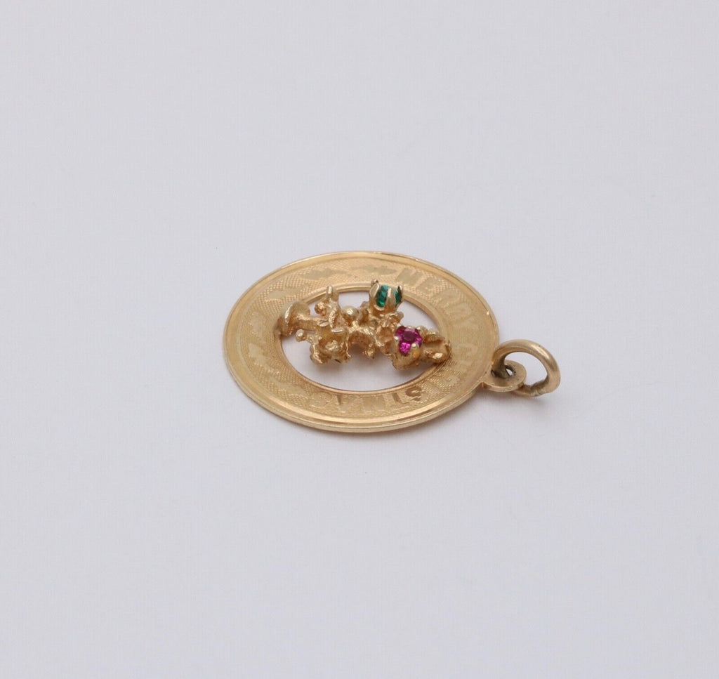 Vintage 14K Yellow Gold Merry Christmas, Christmas Tree Charm