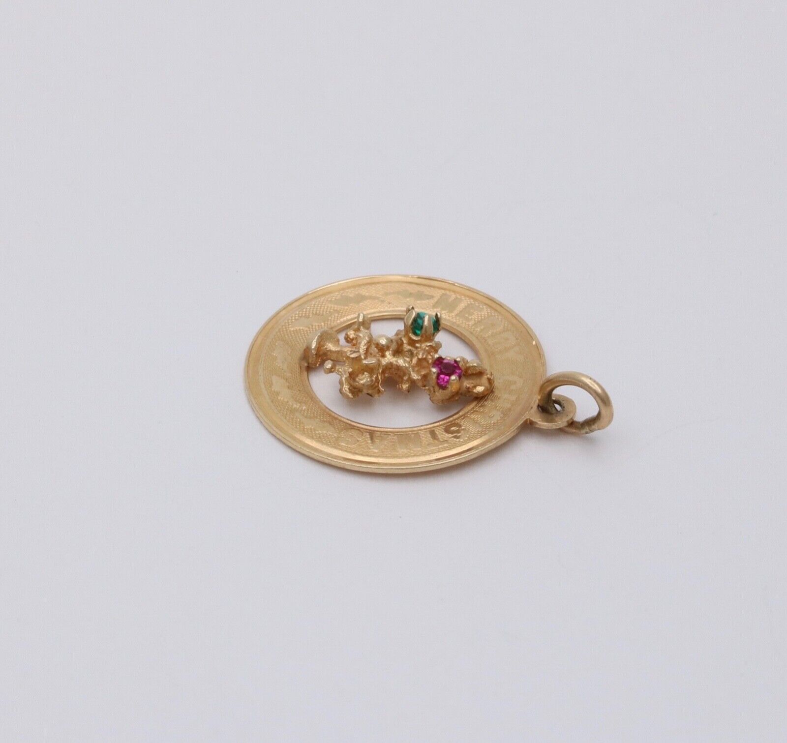 Vintage 14K Yellow Gold Merry Christmas, Christmas Tree Charm