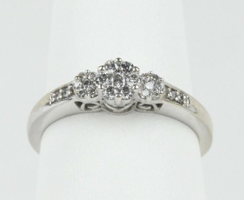 Vintage Ladies Diamonds 10K White Gold Engagement Ring