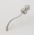 Vintage Estate Elegant Rose Flower Brilliant Cut Diamonds 18K White Gold Brooch,