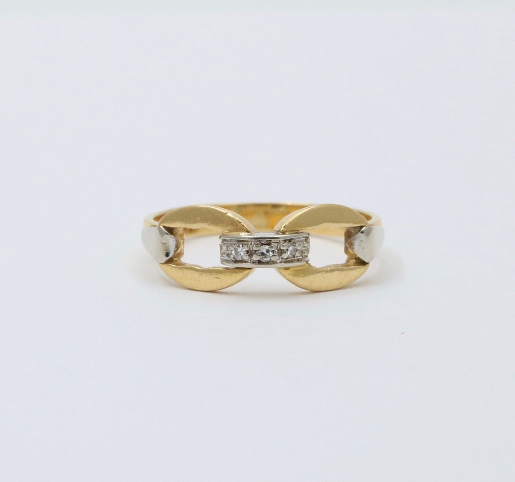 Vintage Minimize Diamond Infinity Stacking Ring, Buckle Ring.