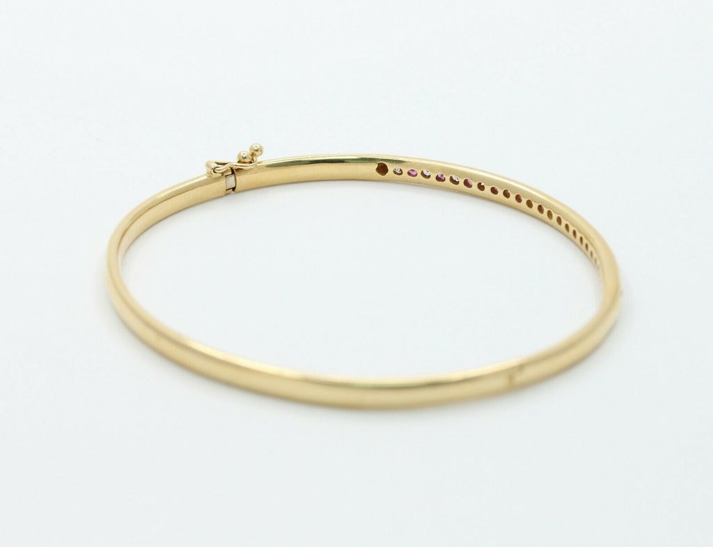 Vintage 18K Yellow Gold CZ Ruby Bangle