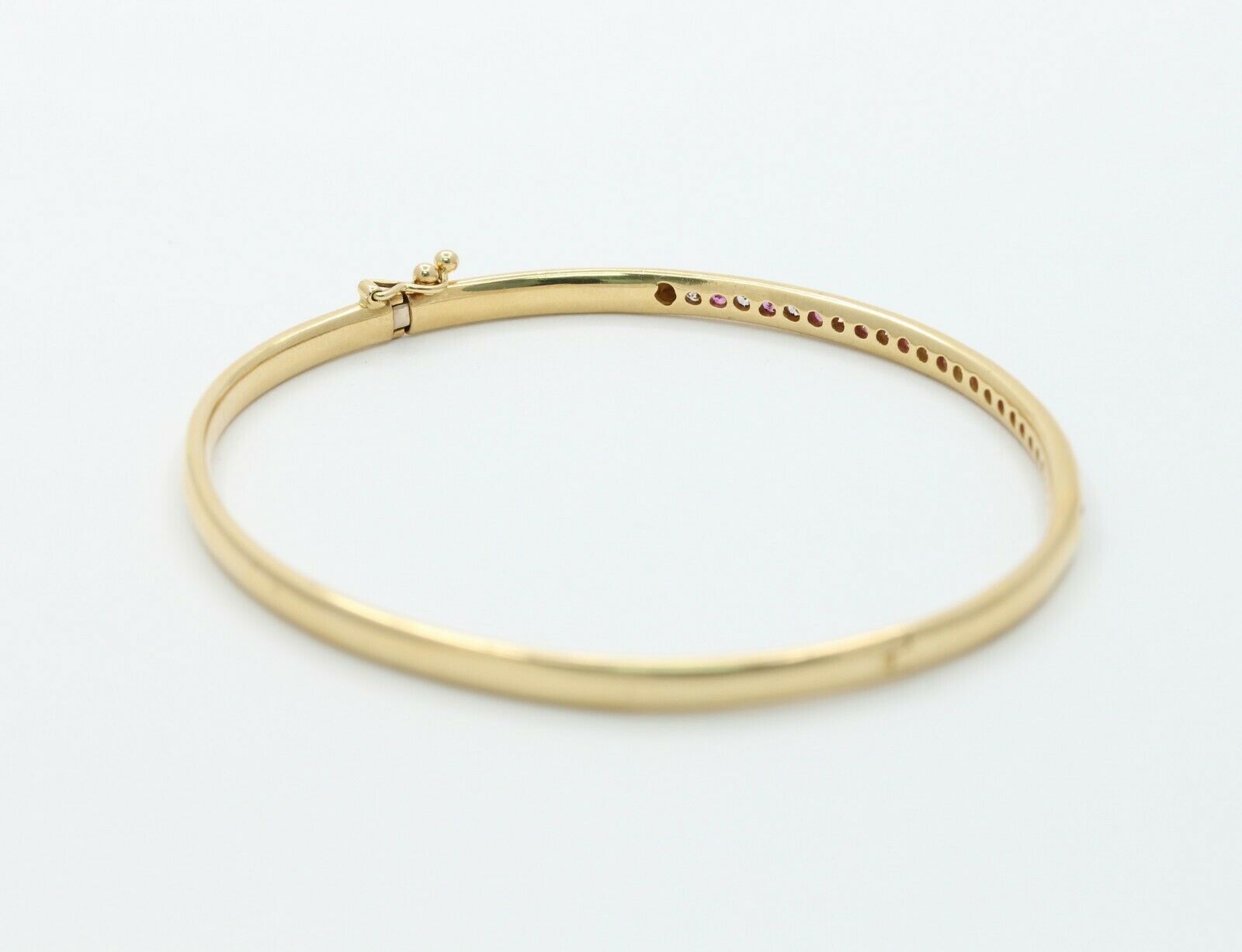 Vintage 18K Yellow Gold CZ Ruby Bangle