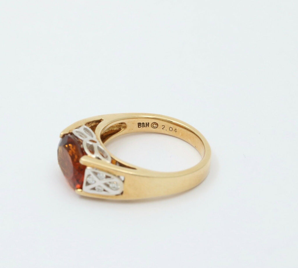 Classic 14K Yellow Gold Madeira Citrine Diamond Ring Engagement Ring