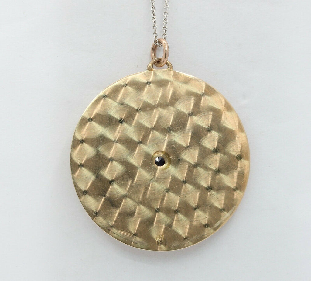 Vintage 14K Yellow Gold Sapphire Disk Pendant