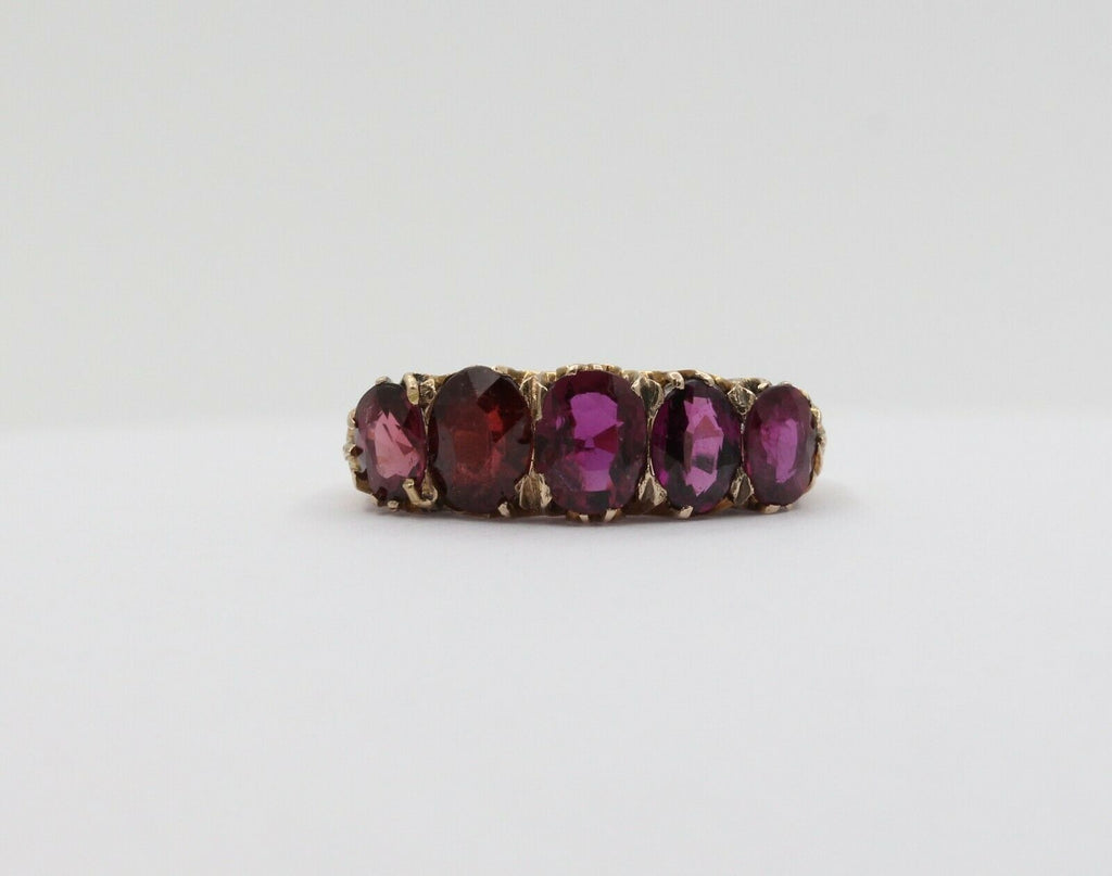 Vintage 14K Yellow Gold 6 stone Tourmaline Ring
