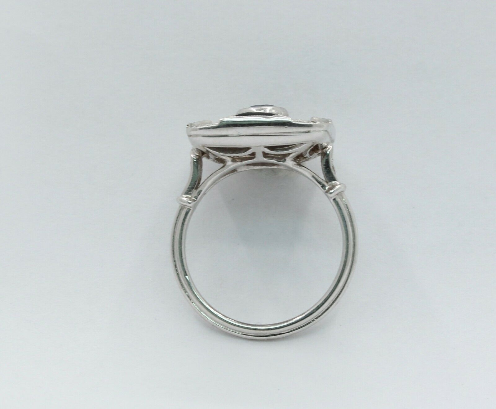 Vintage 18K White Gold Sapphire & Diamond Alternative Engagement Ring