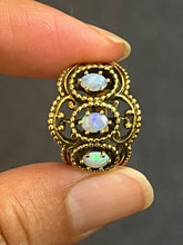 Load image into Gallery viewer, Vintage 14K Yellow Gold Three Stones Opal Ring, Band.
