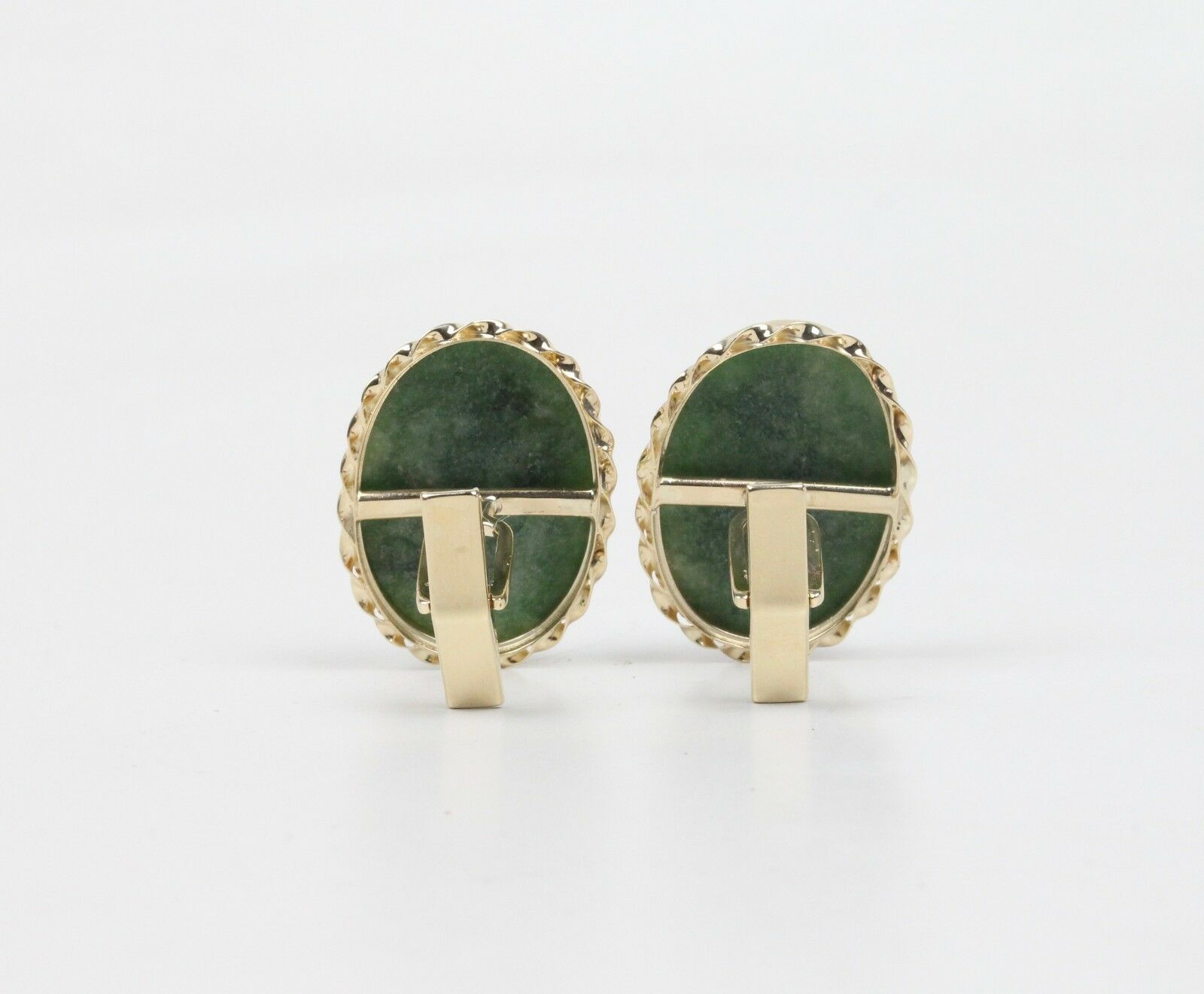 Vintage Men's Jade 14K Yellow Gold Cufflinks