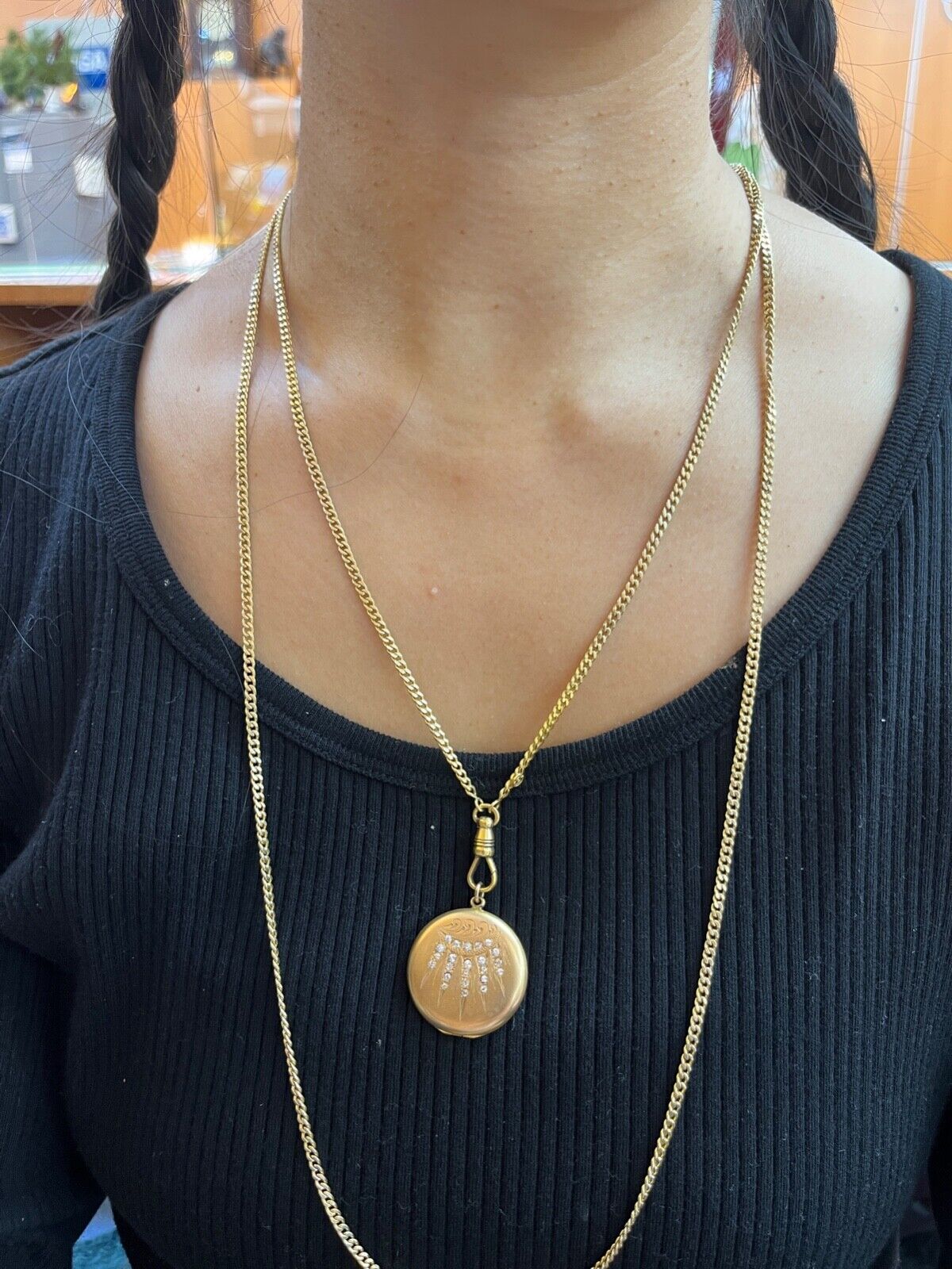 Antique VIctorian Gold Filled Paste Locket Pendant