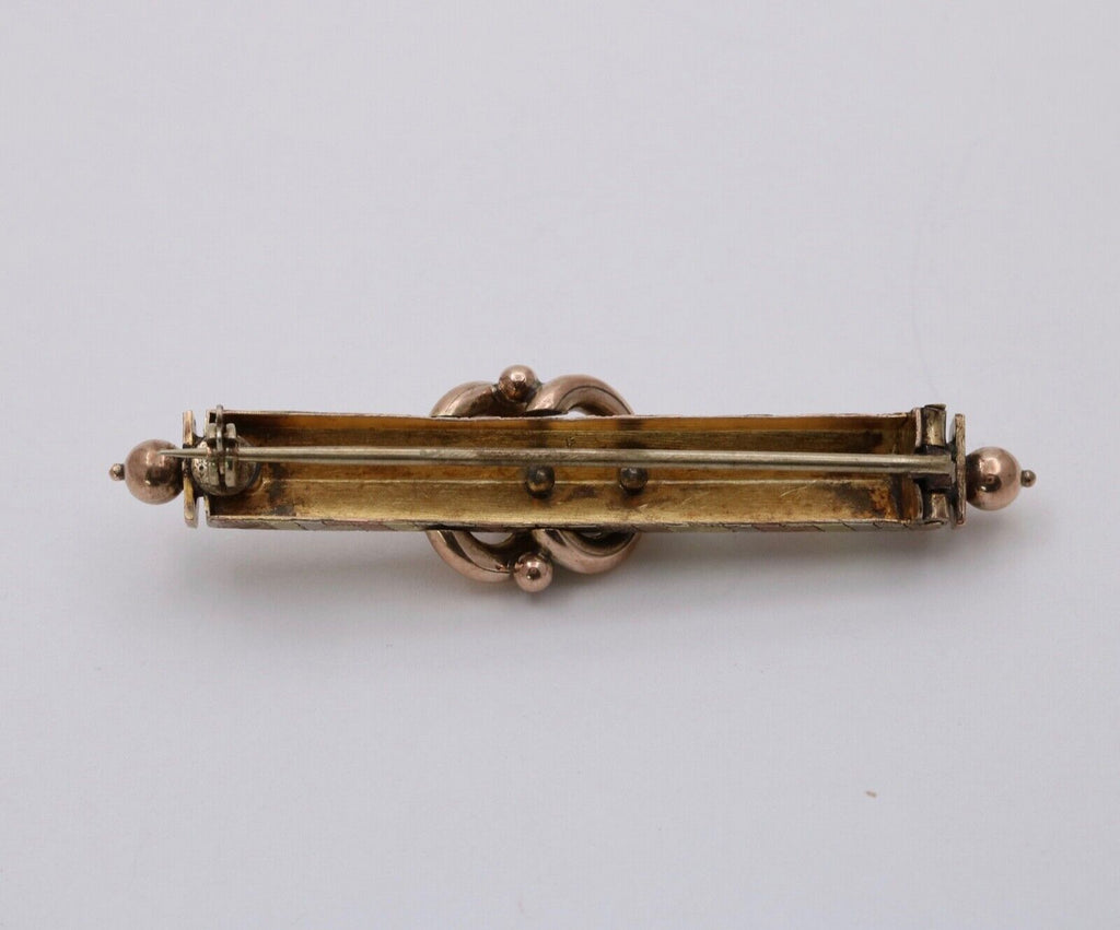 Antique Victorian Tri- Color 10K Gold Pearl Bar Pin, Antique Brooch