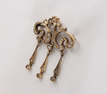 Load image into Gallery viewer, Elegant Victorian Rose Cut Diamonds 14K Yellow Gold Brooch Pendant
