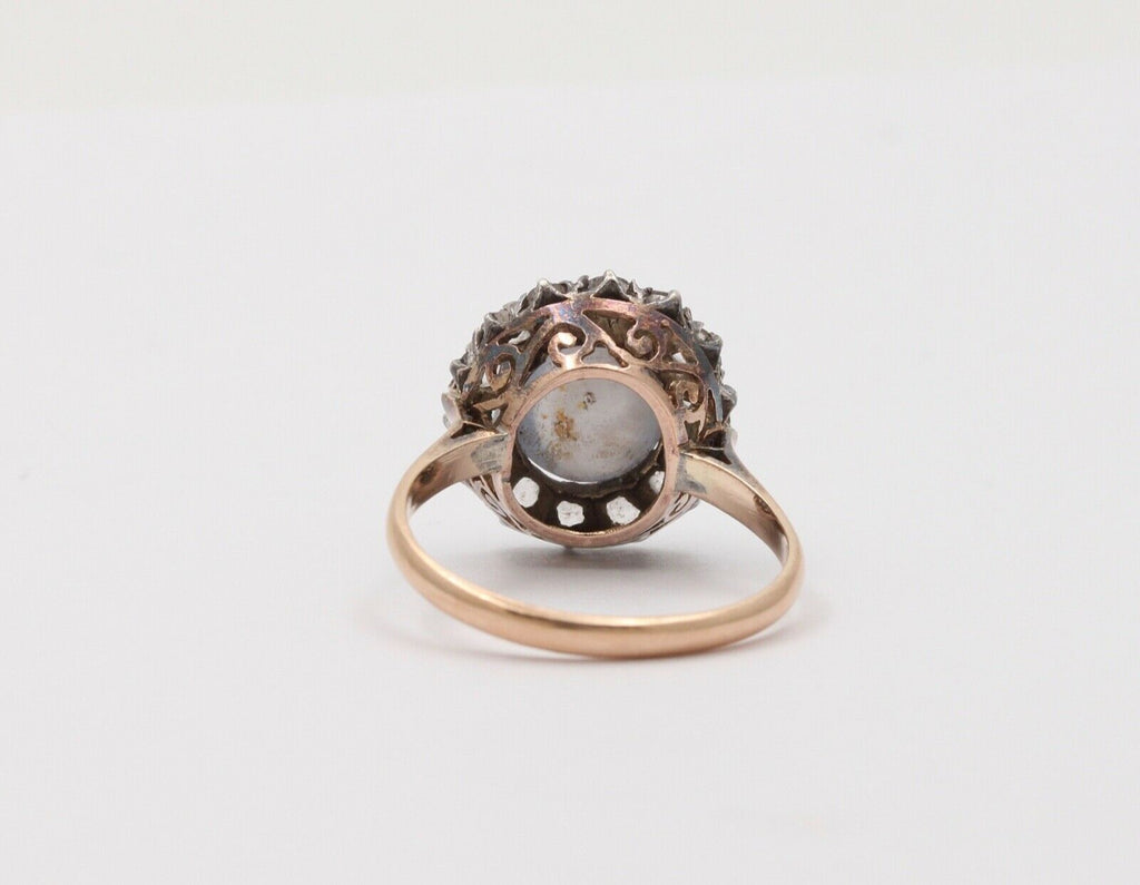 Victorian Star Sapphire White Sapphires 14K YG Silver Ring