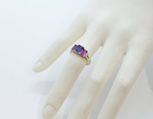 Load image into Gallery viewer, Vintage Tourmaline Tanzanite Diamonds 10K Yellow Gold Ring
