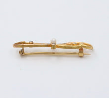 Load image into Gallery viewer, Art Nouveau Rose Cut Diamonds Pearl 14K Yellow Gold Brooch
