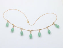 Load image into Gallery viewer, Vintage Jade 14K Chandelier 14K Yellow Gold Necklace
