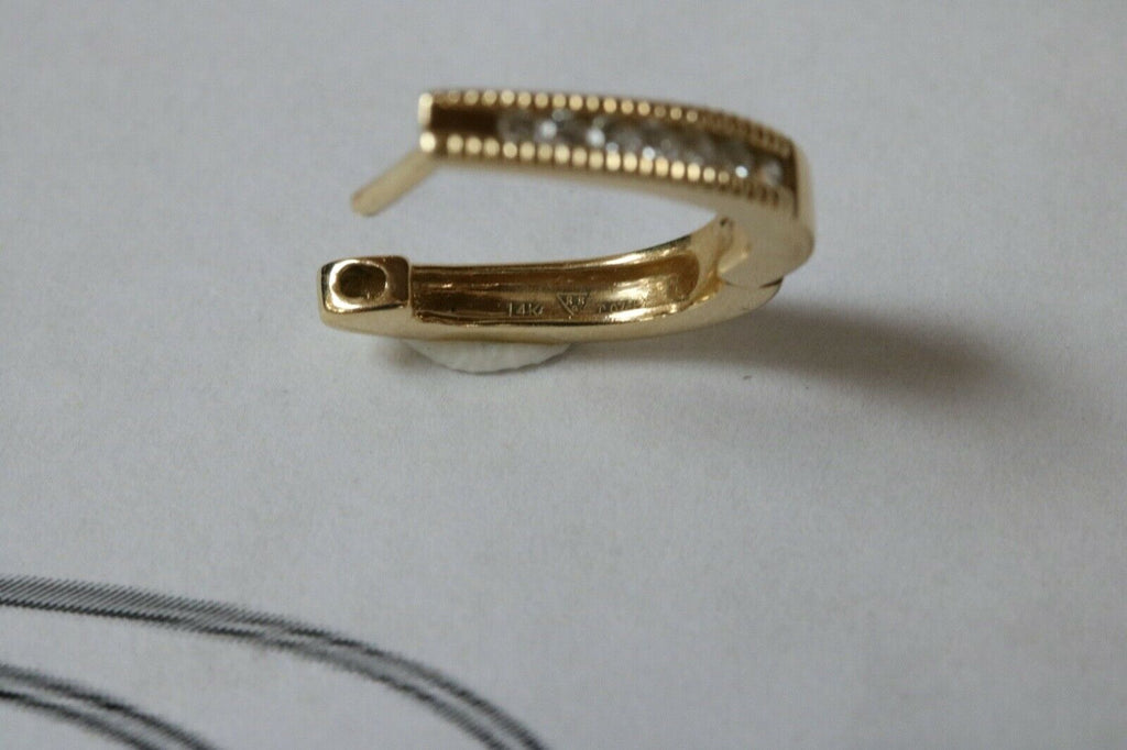 Vintage Diamonds 14K Yellow Gold Huggie Milgrain Earrings