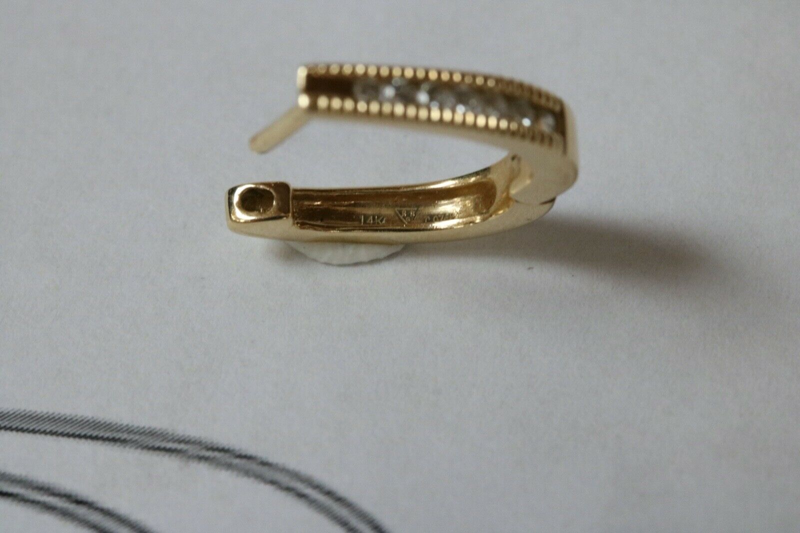 Vintage Diamonds 14K Yellow Gold Huggie Milgrain Earrings