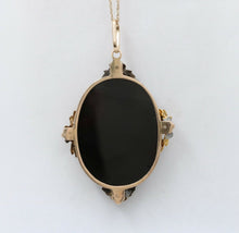 Load image into Gallery viewer, Victorian Cameo Seed Pearls Onyx 14K Yellow Gold Pendant
