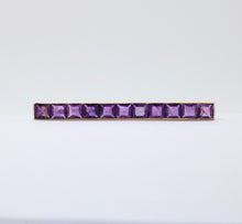 Load image into Gallery viewer, Victorian Emerald Cut Amethyst 14K Yellow Gold Bar Pin Brooch
