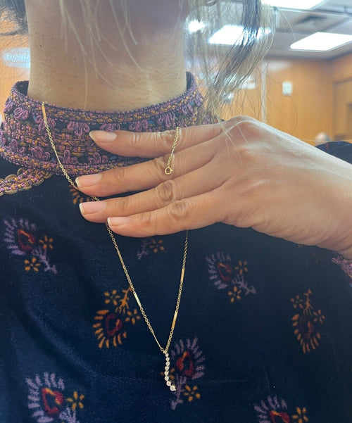 Vintage Diamond 14K Yellow Gold Curly Pendant.
