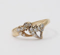 Vintage Witches Hearts Diamonds 10K Yellow Gold Ring
