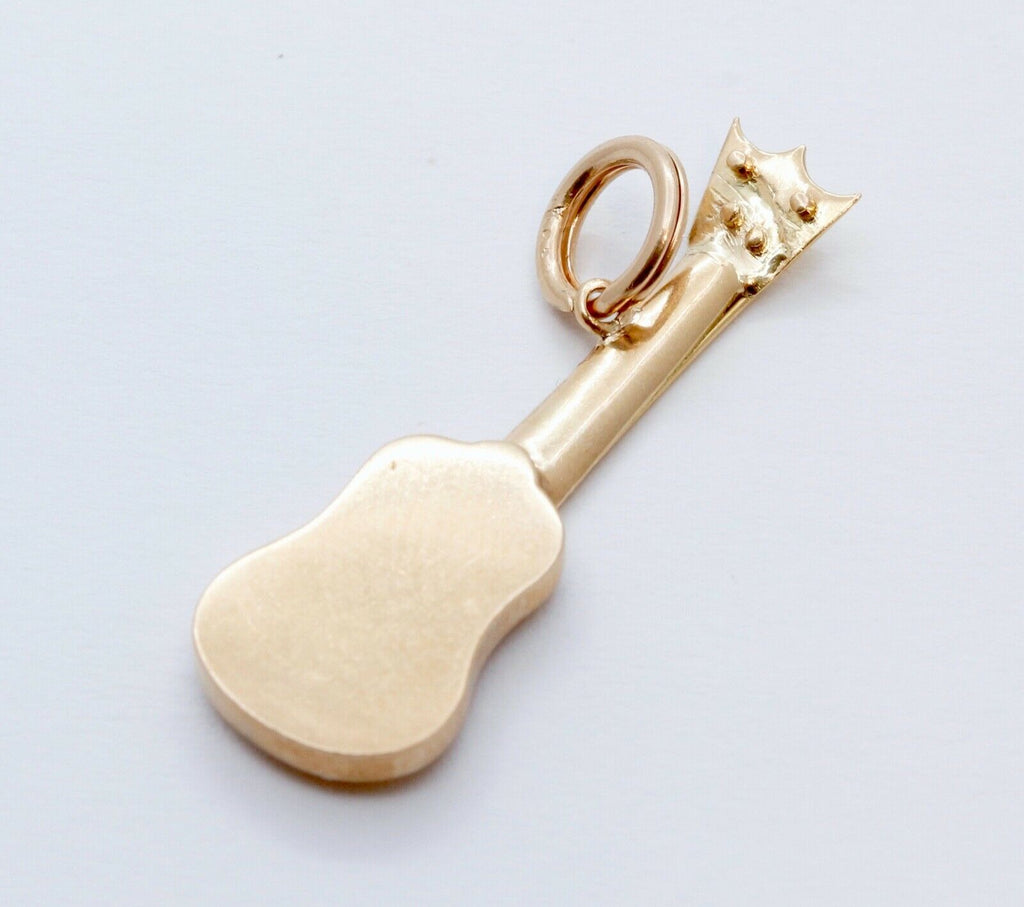 Guitar 18K Yellow Gold Pendant Charm Vintage