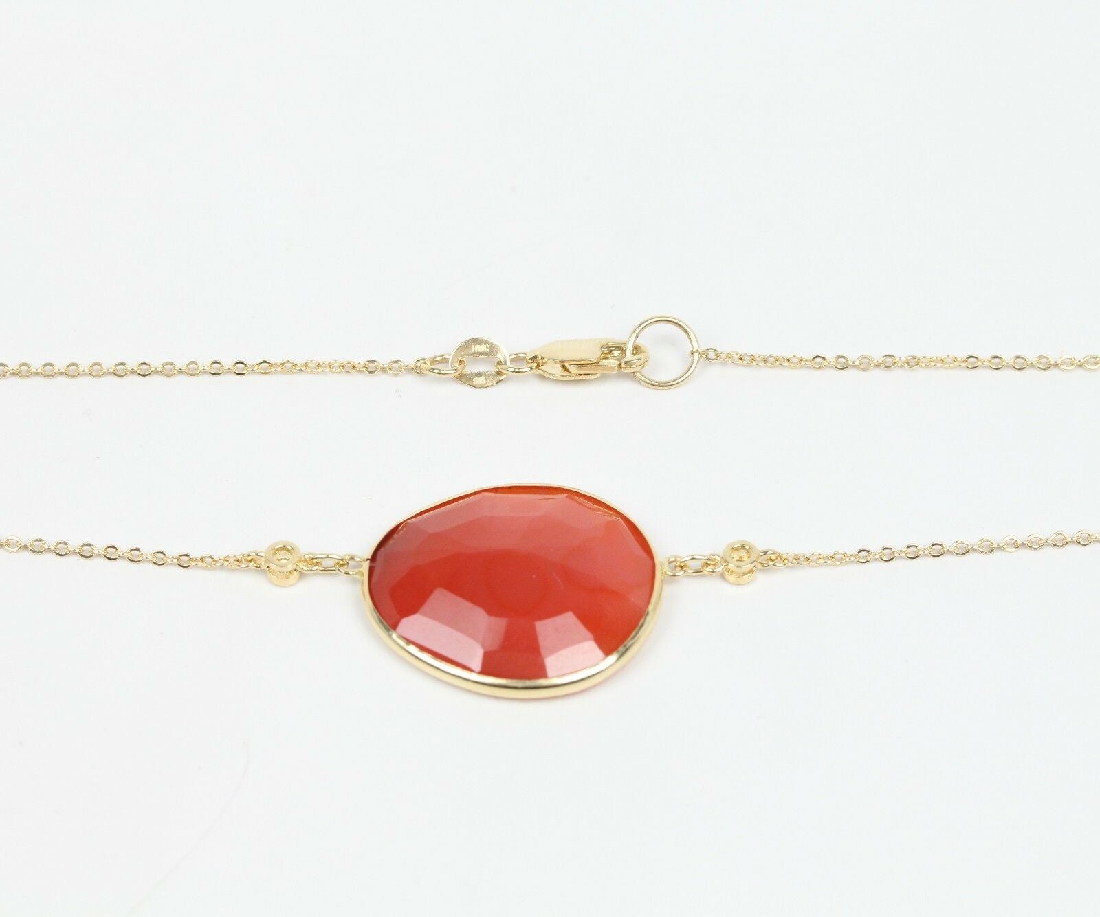 Vintage 14K Yellow Gold Agate Diamond Necklace