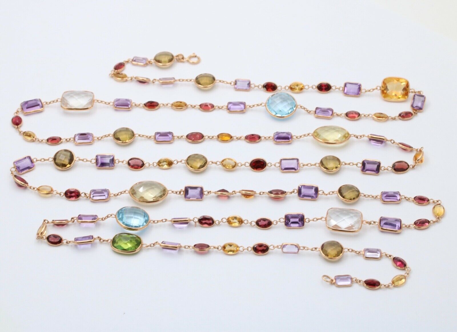 Vintage Multi Stone Strand 18K YG Necklace