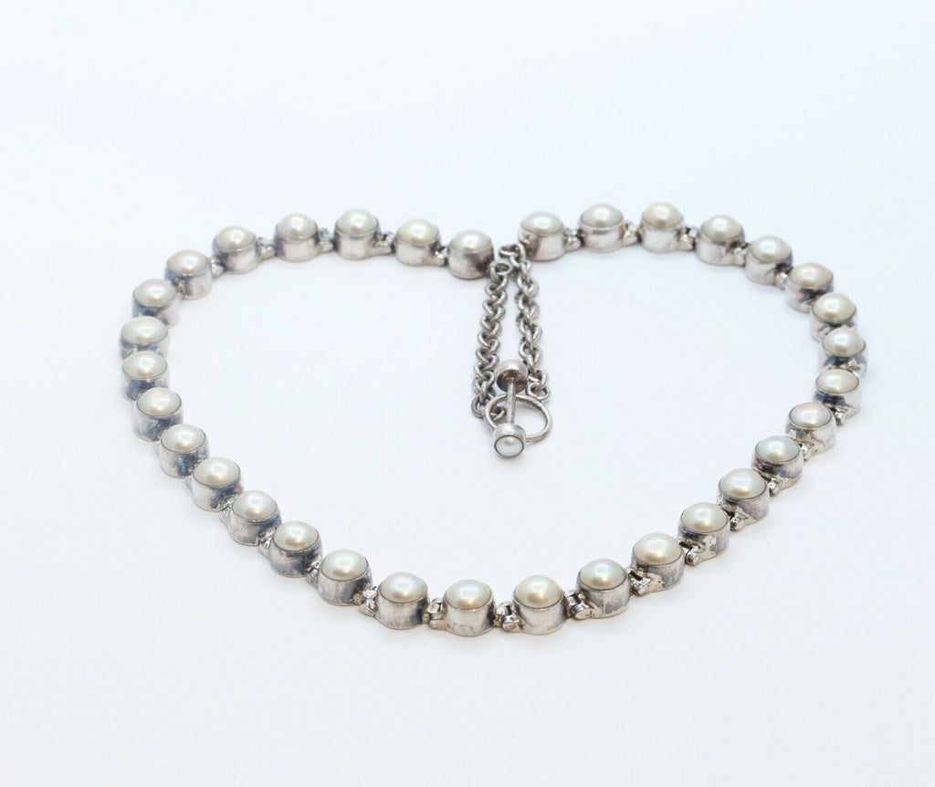 Vintage Aceloni Necklace 925 Sterling Silver and Pearls