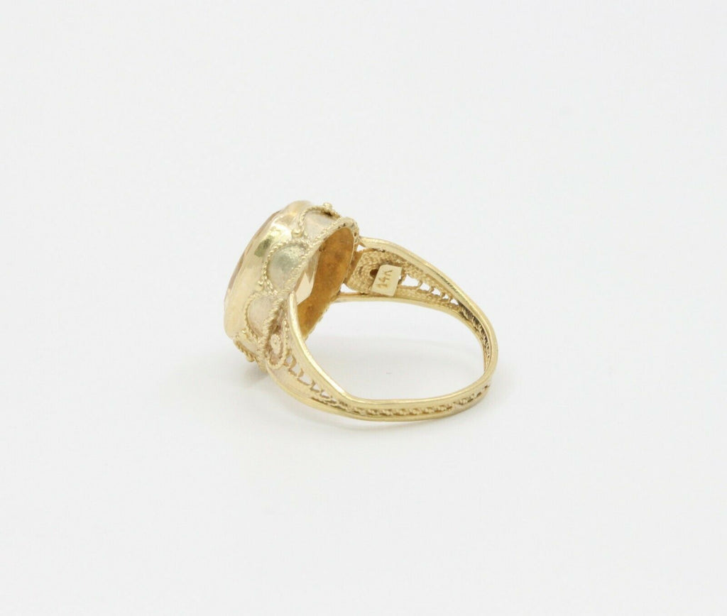 Vintage 14K Yellow Gold Crystal Cameo Ring
