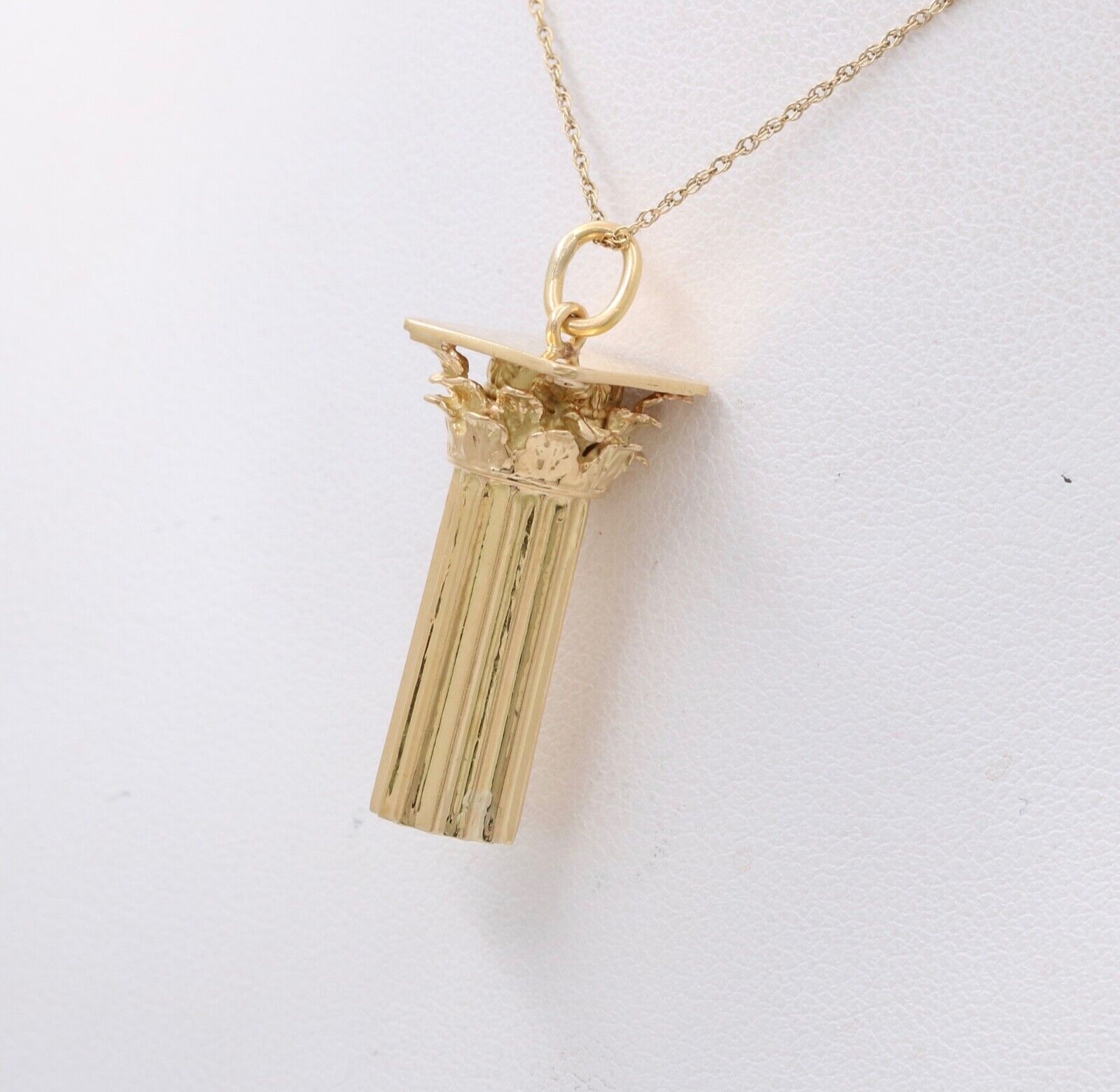 Vintage Greek Corinthian Column 18K Yellow Gold Pendant Charm