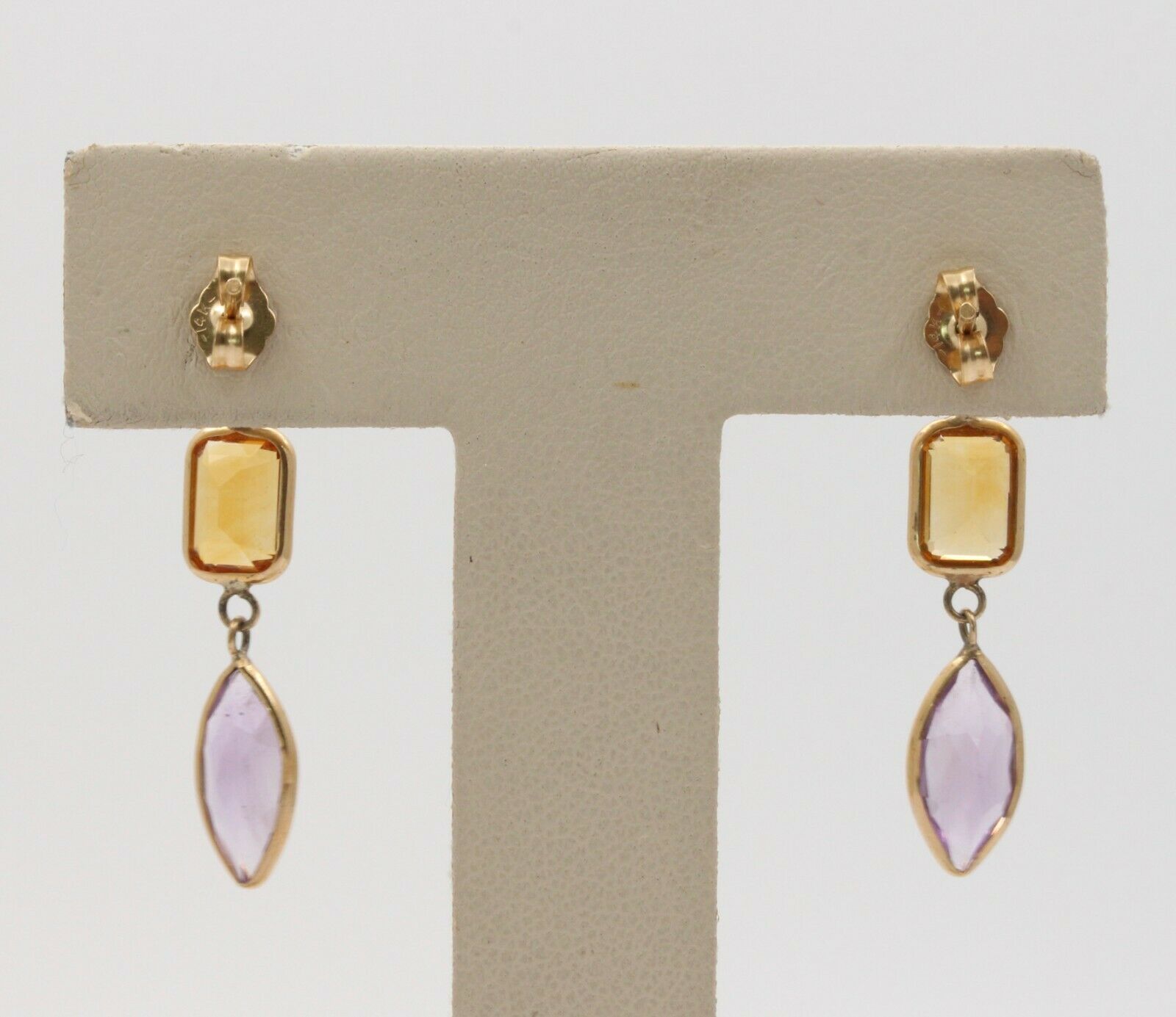 Fun 14K Yellow Gold Multi Color Quartz Hanging Earrings