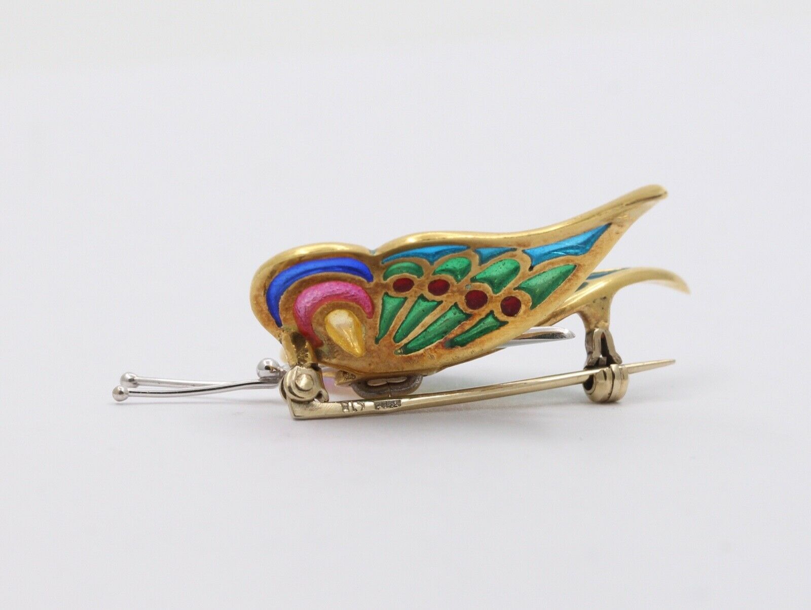 Vintage Plaque A Jour 18K Yellow White Gold Butterfly Brooch