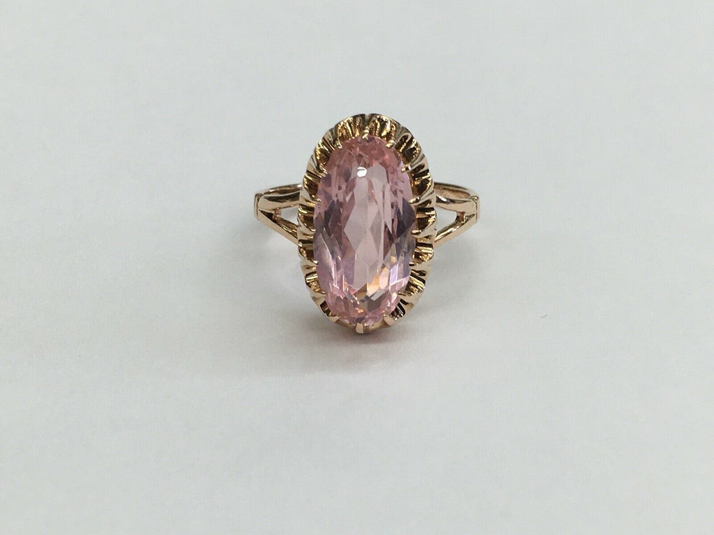 Mystical Vintage Ladies Pink Quartz 14K Rose Gold Ring