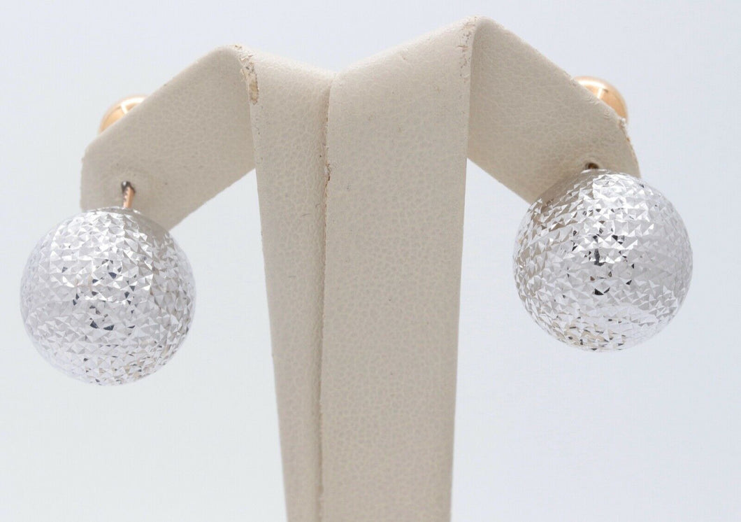 Italian Vintage 14K White Yellow Ball Earrings