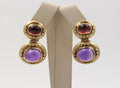 Vintage 14K Yellow Gold Hanging Tourmaline Earrings