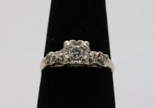 Load image into Gallery viewer, Art Deco 14K White Gold Diamond Ring, Engagement Ring, Stacking Ring
