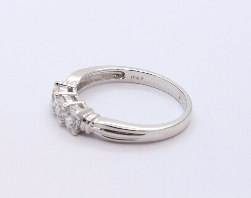 Ladies Vintage Diamonds 10K White Gold Wedding Band