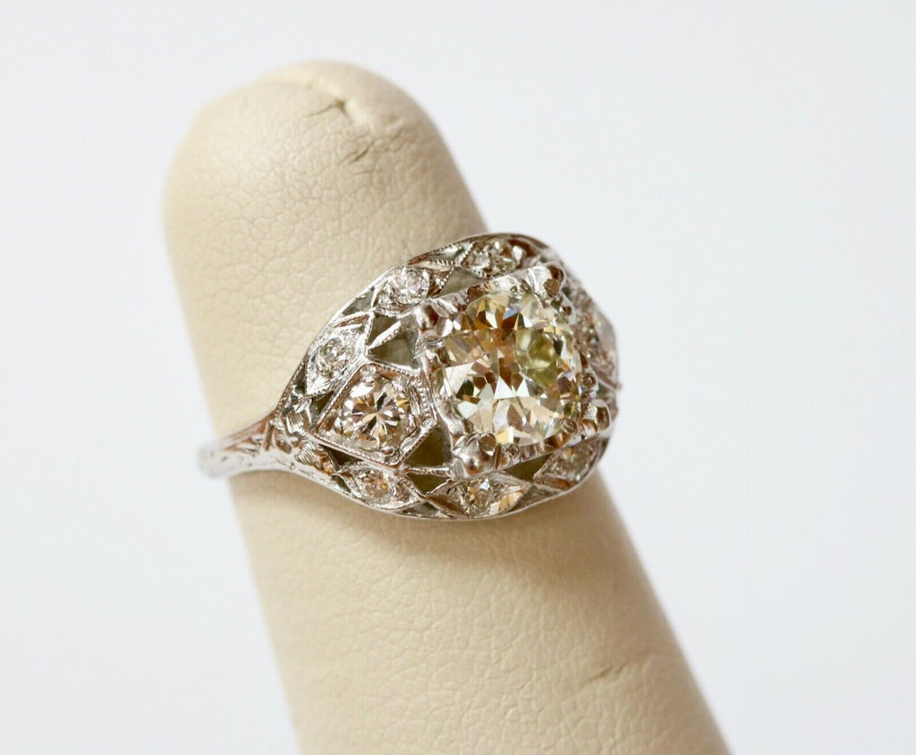 Art Deco Engagement Diamonds Platinum Ring