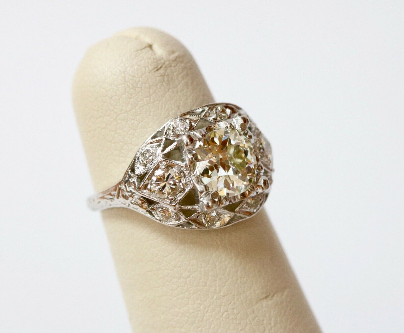 Art Deco Engagement Diamonds Platinum Ring