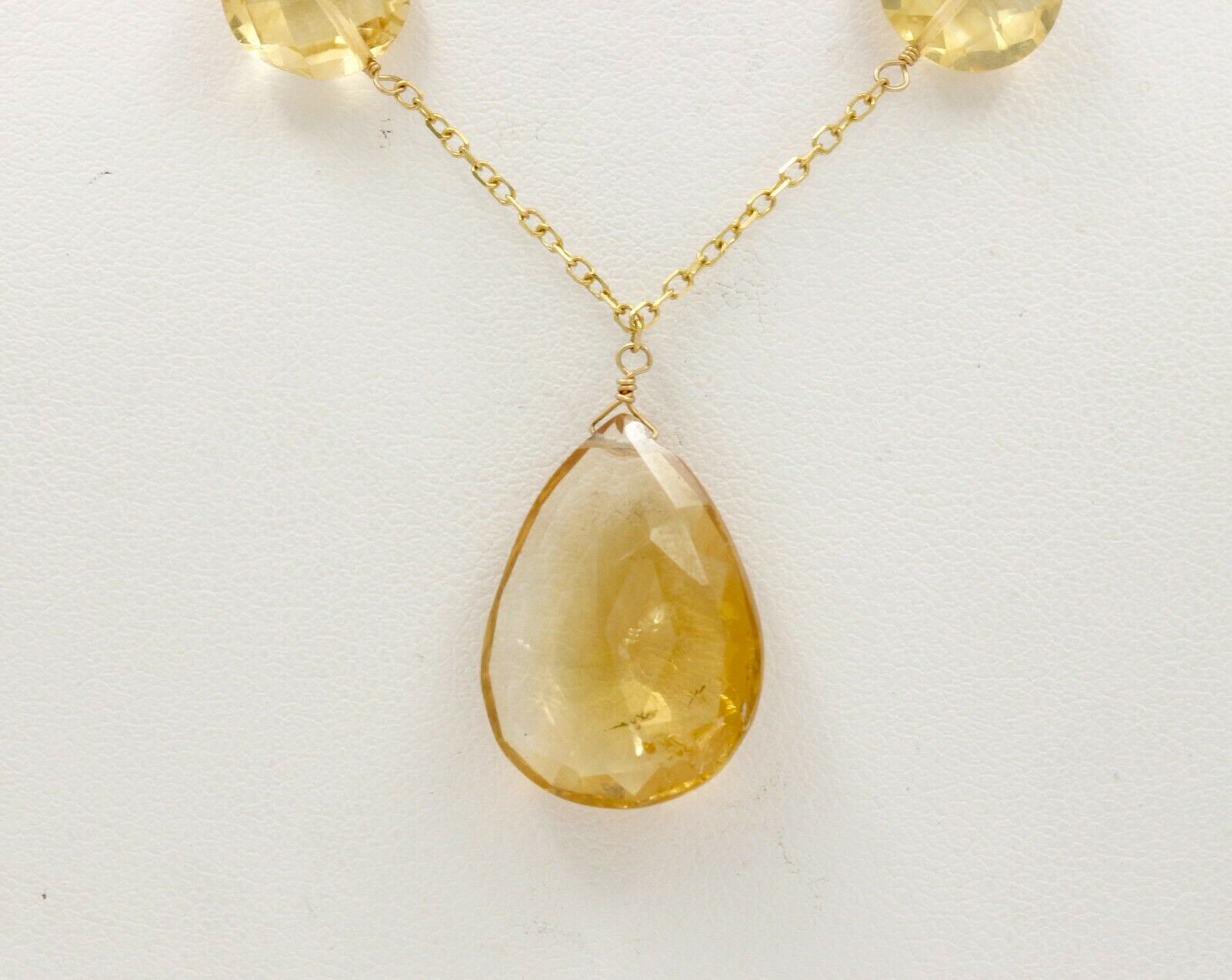 Vintage 14K Yellow Gold Natural Citrine Necklace