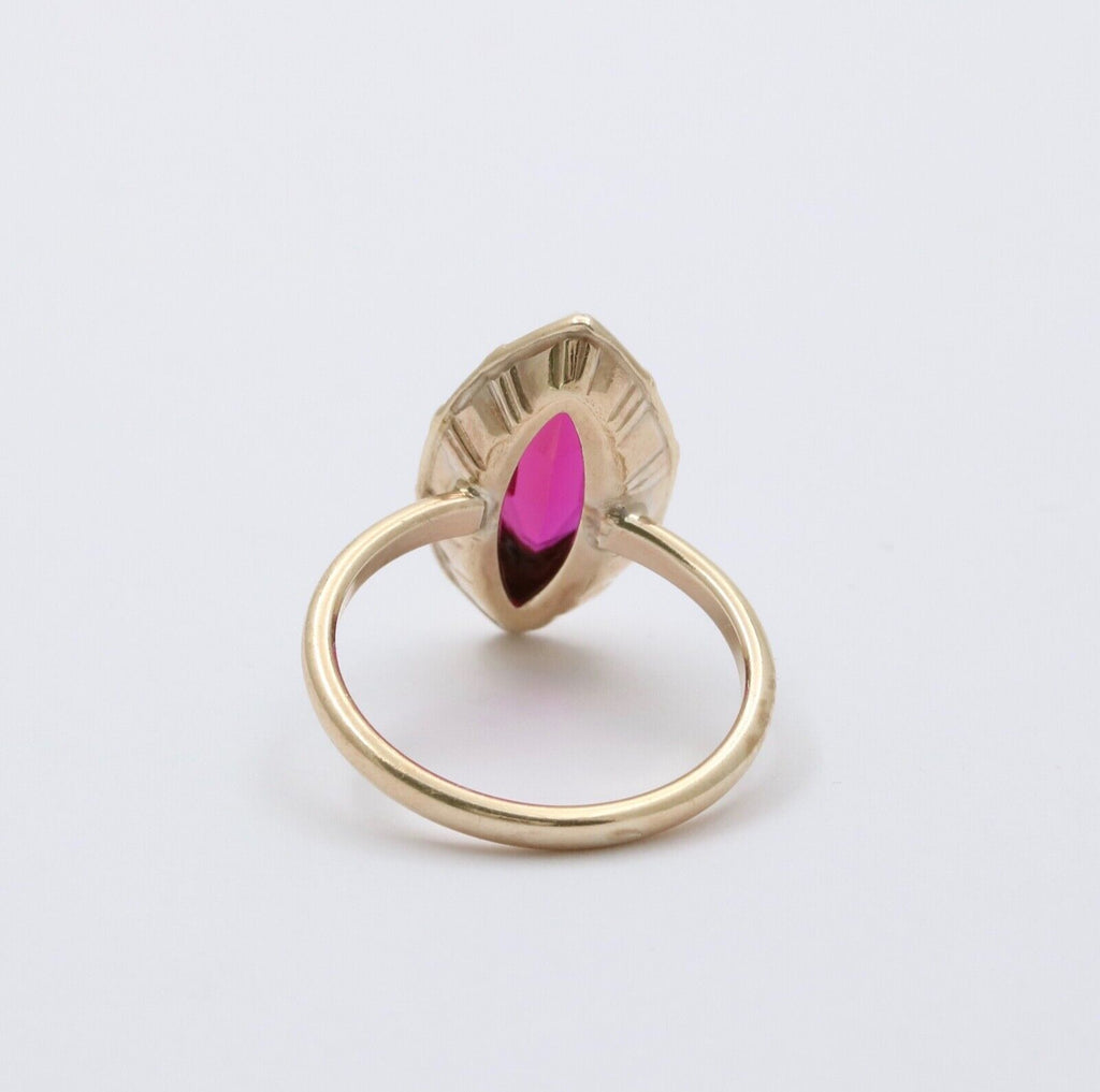 Vintage Art Deco Style 10K Yellow Gold Navette Ring