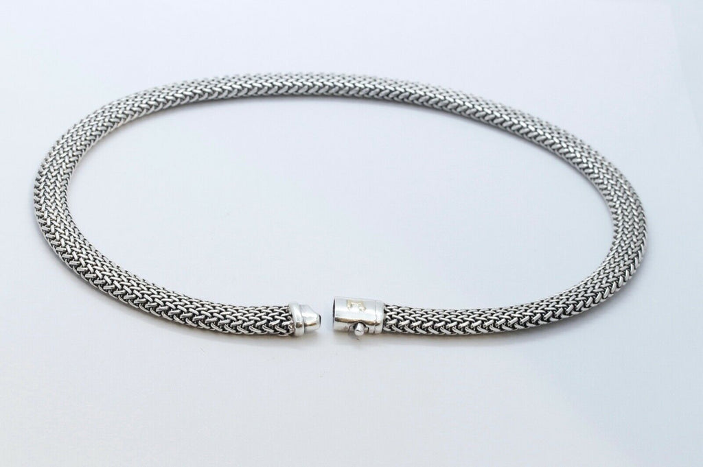 Vintage Flli Menegatti 18K 925 Sterling Silver Woven Choker Necklace